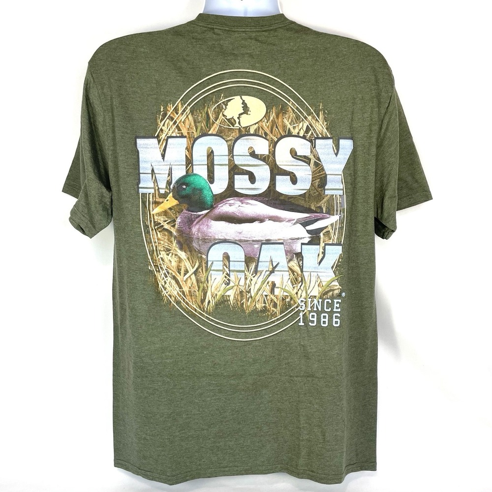 Mossy Oak Mallard Duck Hunting T-Shirt Men's Large Army Green Graphic Tee